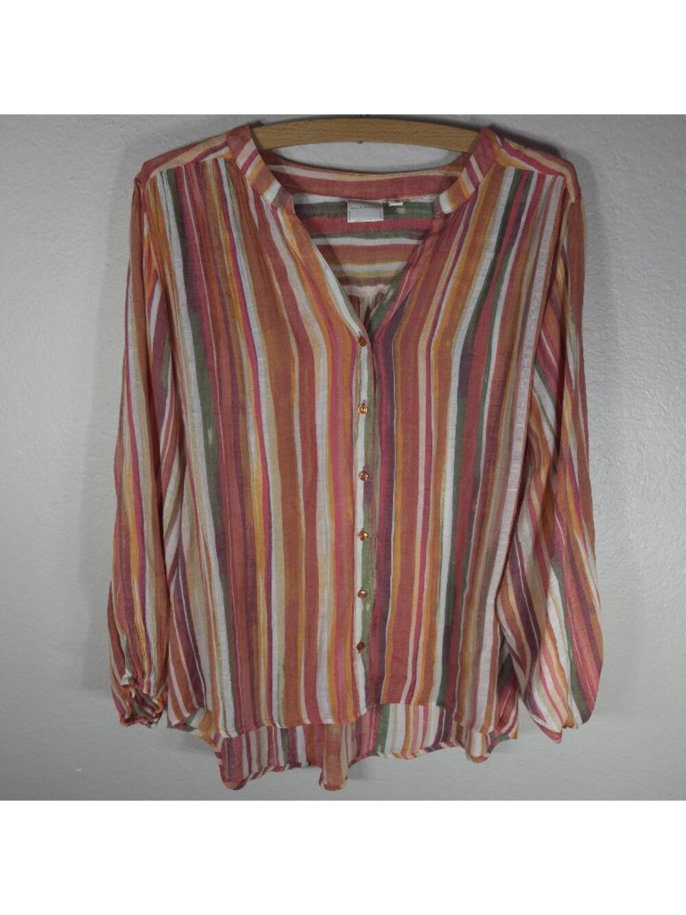 Zac & Rachel lightweight multicolor XL Striped Button Front Tunic Top Oversized